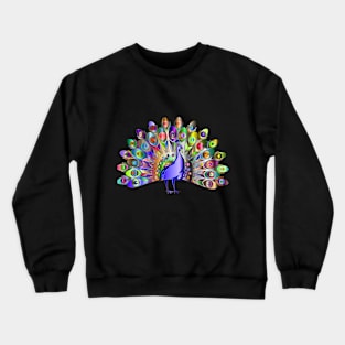 Pretty and Cute Rainbow Colored Peacock Bird Crewneck Sweatshirt